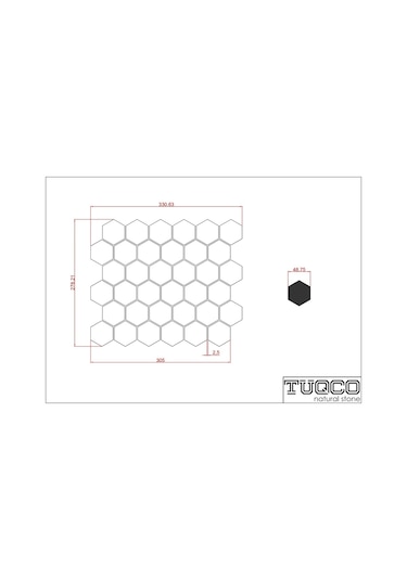 Tuqco Doğaltaş 2" Altıgen (Hexagon) Golden Eskitme Mermer Mozaik