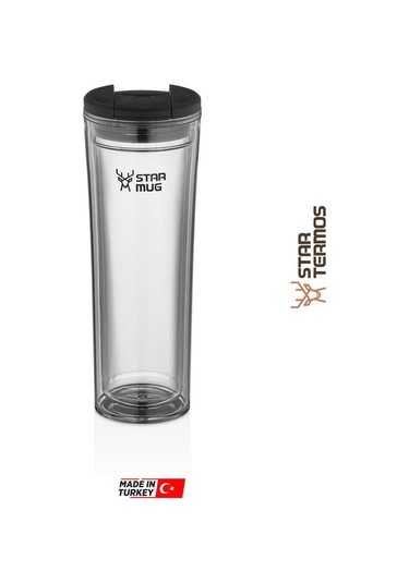 Star Termos Star Mug 450 Ml Şeffaf Seri Piknik Kamp Outdoor Ofis Otel Kafe Okul Kampüs Şeffaf