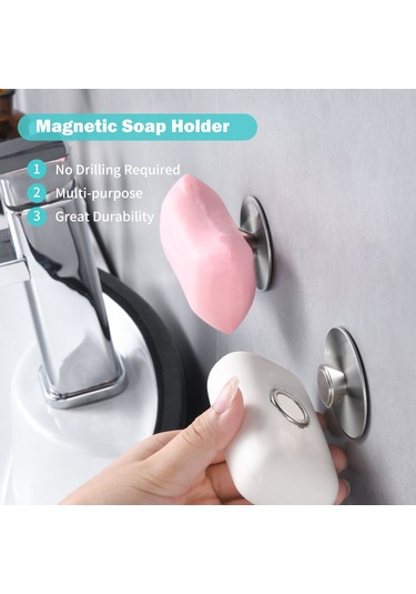 Leezsing Duvara Monte Manyetik Sabunluk Paslanmaz Çelik Tutucu Banyo Mutfak Depolama Odası İçin Delme Gerektirmez Diğer