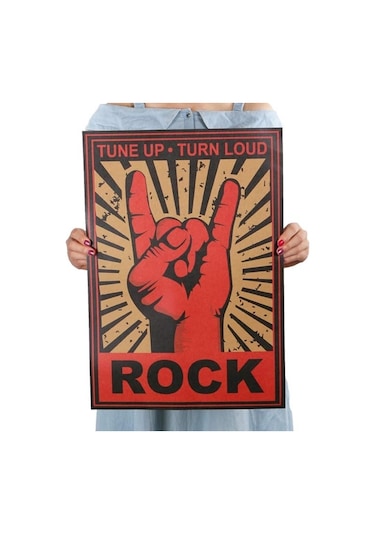 Rock And Roll Tune Up Turn Loud Retro Poster Af025