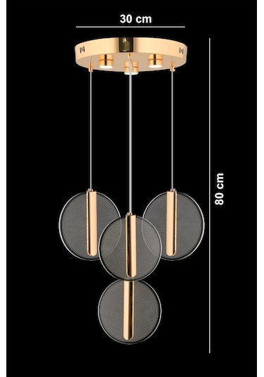 İstanbul Avize Parla 4'lü Gold Sarkıt Kumandalı Üç Renk Led Lüx Modern Ledli Avize