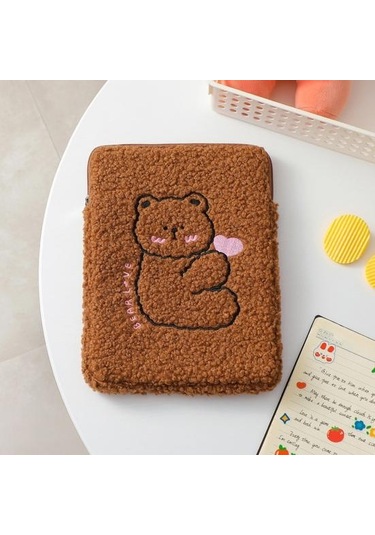 Kahverengi Toz Geçirmez Hafif Pratik 11 Inç Yumuşak Dokunuşlu Köpek Desen Dizüstü Tablet Pc Koruyucu Kılıf Laptop Çantası