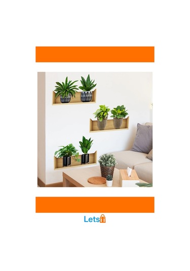 Raflı Bitki Tasarımlı Yapışkanlı Sticker 20x30 Cm 3 Adet Çok Renkli