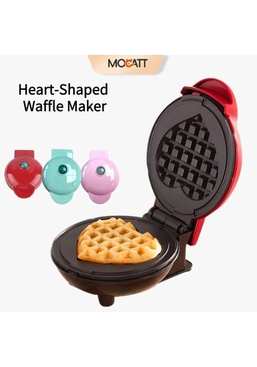 Mocatt Kalp Şeklinde Waffle Makinesi, Sandviç Makinesi, Pişirme, Fırın Tepsisi, Pink 1