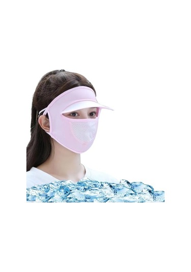 Primepickings Açık Güneş Koruyucu Yüz Maskesi - Tam Yüz Buz Ipek Nefesli - Mavi Ve Pembe Renkler - Yurt Dışı Satış Altın