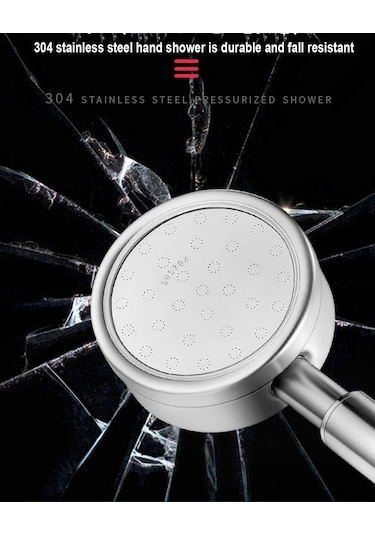Teltree 304 Paslanmaz Çelik Duş Başlığı, 1.5m Boru Ve Delmezsiz Tutucu İle Artırılmış Basınçlı, Kolaysık Yıkama Ve Kurulum, Modern Stil Banyo Aksesuarı Diğer