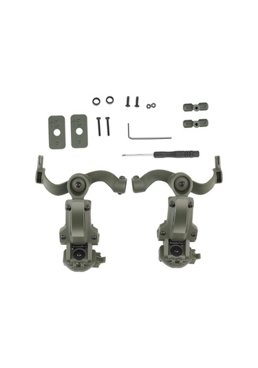 Vkemall Kask Kulaklık Rayı Montaj Aksesuarları Seti Gürültü Azaltma Taktik Kulaklık Rayı Yeşil