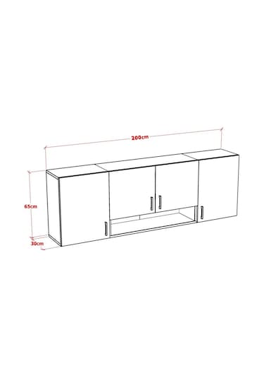 Nays Mutfak Dolabı Üst Modül 200 Cm Beyaz