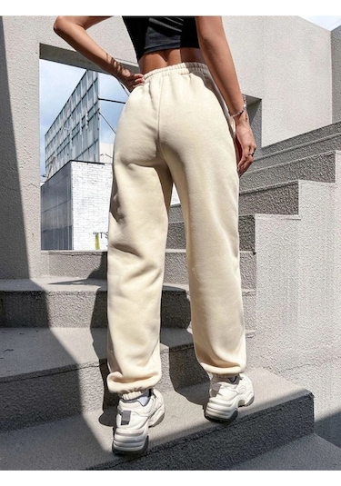 Kadın California Baskılı Paça Lastikli Oversize Eşofman 001