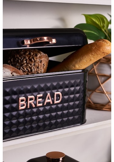 Karaca Elmas Ekmek Kutusu Saklama Kabı Hediyeli Siyah