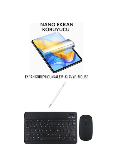 İpad 7.nesil 10.2 Uyumlu Ekran Koruyucu Klavye Mouse Set Siyah