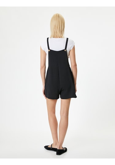 Koton Şort Salopet Cepli Siyah 4sak40048pw Siyah