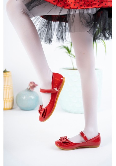 EPAAVM - Fiyonklu Kırmızı Kız Çocuk Ayakkabı - EYL1516 Kırmızı