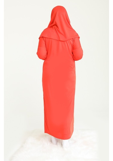 Çantalı Namaz Elbisesi Oranj 4486 Turuncu