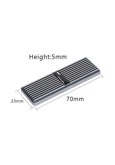 M.2 2280 SSD NVMe Soğutucu Alüminyum Alaşımlı Isı Emici Pasif Soğutucu - 2 Adet Termal Pad - Gri