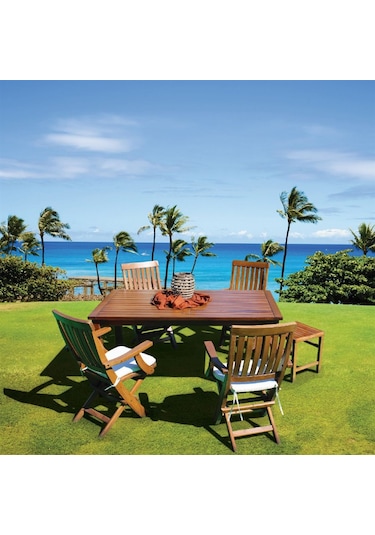 Muğla Ahşap Bahçe Balkon Seti: 80x120 Masa + 4  Katlanır Sandalye