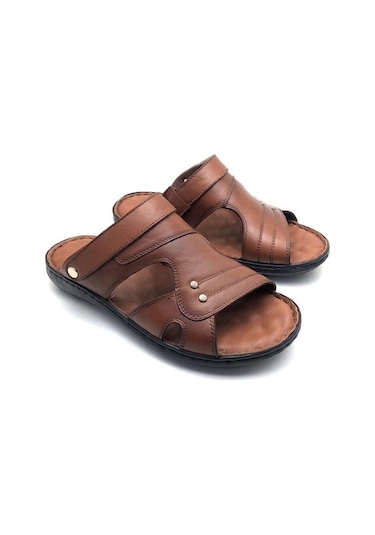 Umut Deri Büyük Numara Ortopedik Masajlı Terlik (485690415)