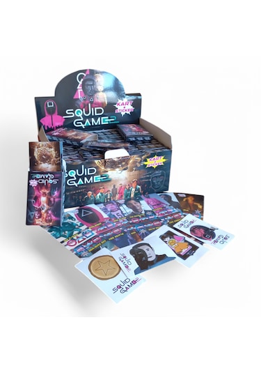 Squid Game 48 Kutulu Oyun Kartları Toplam 288 Kart 48 Stickers