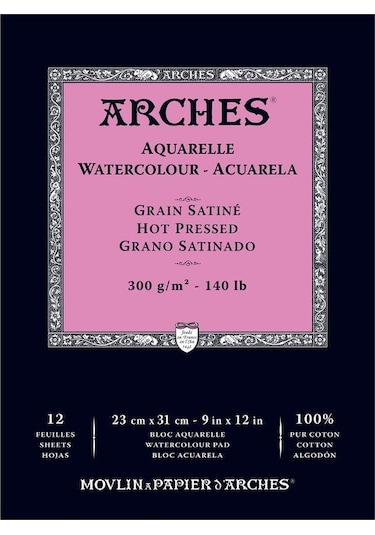 Arches Suluboya Defteri Blok Sıcak Baskı 300 G 23x31 Cm. 12 Yp