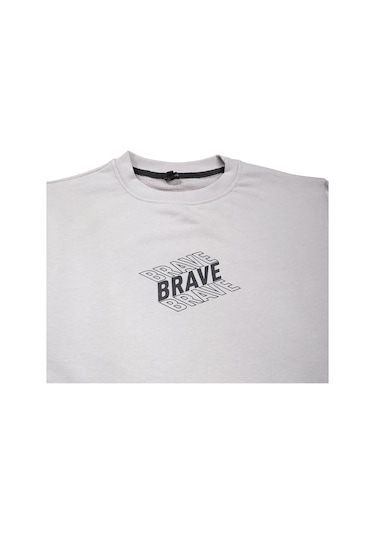 Bigümex The Brave Premium Erkek Sweatshirt 3 Iplik Gri