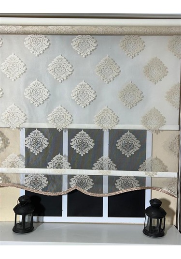 Storburada Çift Mekanizmalı Somon Tül Perde Ve Ekru Stor Perde Stb45239-v106 Bej