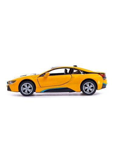 Kinsmart Bmw İ8 Metal Diecast Çek Bırak 1:34 Ölçek Araba Sarı