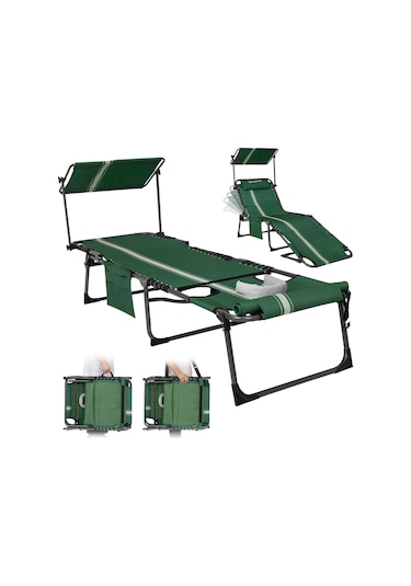 Kingcamp Magnolia B10 Plus Hands-free Premium 7 Kademeli Katlanır Şezlong Green/white Yeşil
