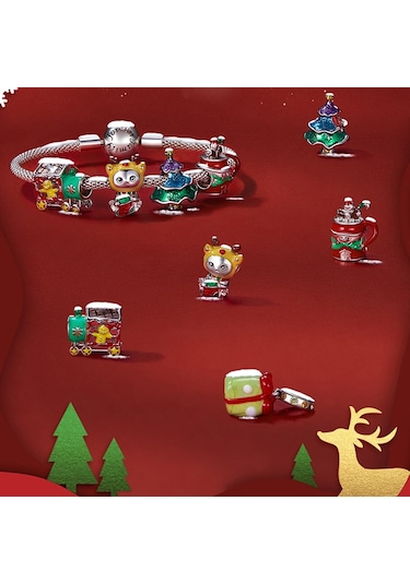 Scc2413 Noel 925 Gümüş Boncuk Dıy Boncuk Aksesuarları Çok Renkli