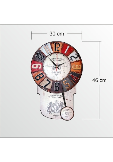 M3 Decorium Dart Desenli Görünümlü Büyük Sarkaçlı Duvar Saati 46 CM