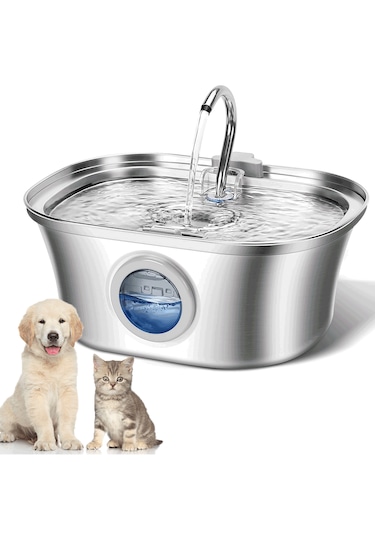 Ecronicword Paslanmaz Çelik Evcil Hayvan İçme Çeşmesi Kedi Köpek 3.2l W10
