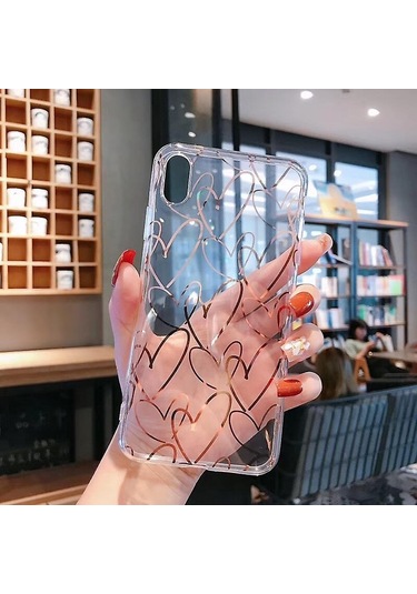 Telefon Kılıfı Şeffaf Sevimli Kız Kadın Lüks Kalp Şeffaf İnce İnce Silikon Tampon Sert Arka Koruyucu Telefon Kılıfı İphone Uyumlu 13 Pro Max İçin