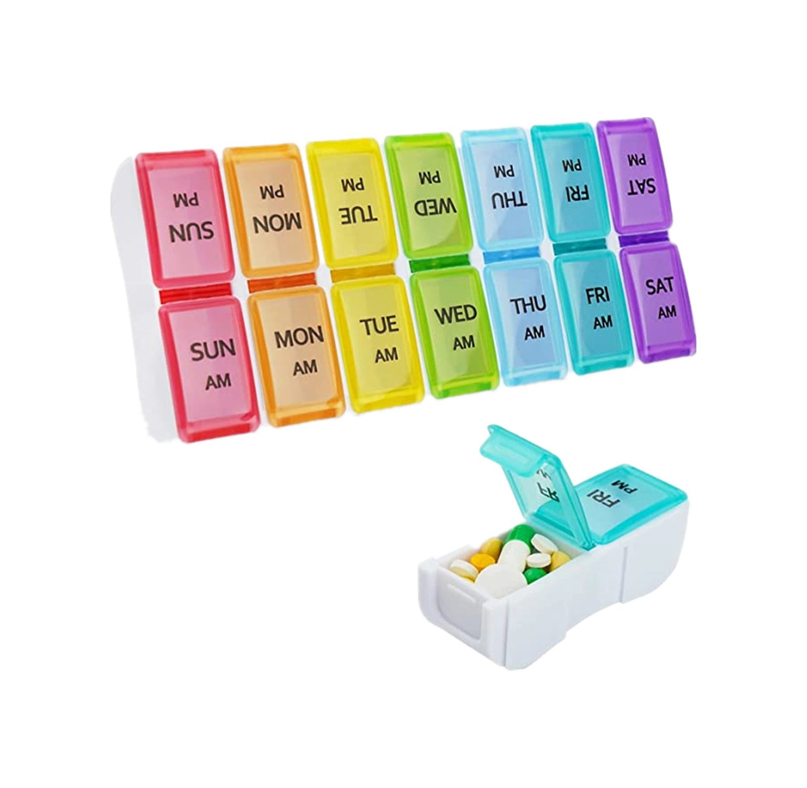 Konesam Haftalık 14 Bölmeli Sağlam Plastik İlaç Kutusu - Su Geçirmez, Parçalanabilir, Gıda Kalitesi Pp Malzeme İle Küçük Ev Aletleri Ve İlaçları Saklamak İçin Beyaz