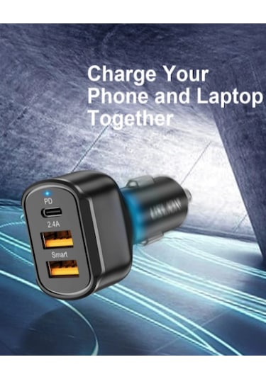 Uslıon Max 30W Çift Usb ve Pd Araç Şarj Cihazı