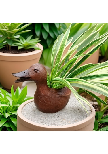 Suntek Magideal Ördek Heykeli Saksı Balkon Bitki Tutucu