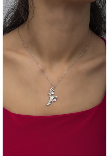 Nereze 925 Ayar Gümüş Zirkon Taşlı Anka Kuşu Kolye