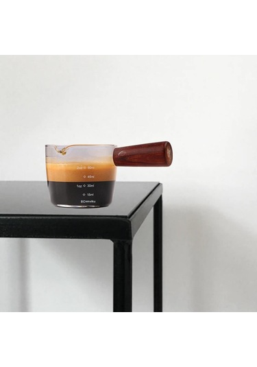 Suntek Espresso Bardağı Ölçüm Kabı Ahşap Saplı Ölçü Çift Çıkışlı