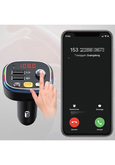 Ranyeek Araç Fm Transmitörü: Bt 5.0 İle Müzik Dinleme Ve Araç Şarj Cihazı, Çift Usb, Gümüş Renk