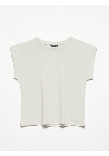 3504 Bisiklet Yaka Penye T-Shırt-Gri