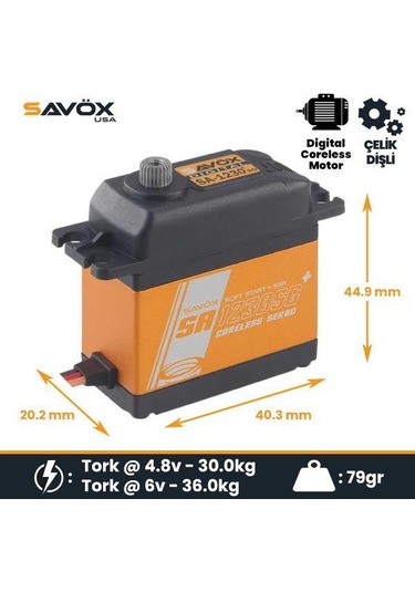 Savox Sa1230sgp Digital Servo Coreless Motor With Soft Start High Voltage Çelik Dişli