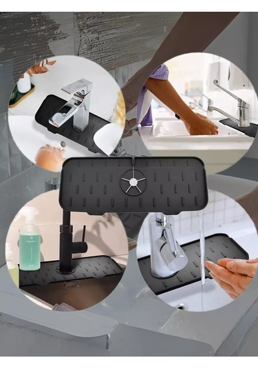Maweluas Mutfak Musluğu İçin Silikon Lavabo Paspası 213151052 Siyah