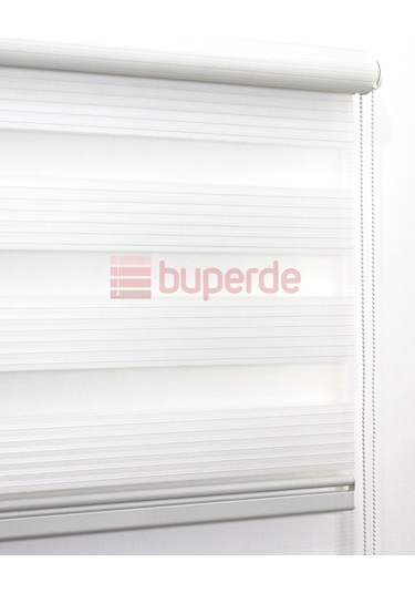 Buperde Beyaz Dar Pilise Pliseli Zebra Stor Perde