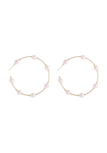 Gelin İnci Halka Küpe Vintage Büyük Yuvarlak Halka Küpe Düğün Gold