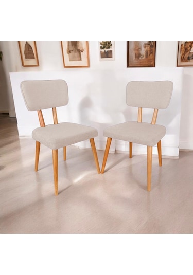 Ürün adının Polly Ahşap Sandalye Krem 2 Adet