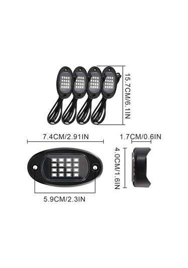 Symbee 12v Rgb Araba Tabanca Lambaları - 4'lü Set, App+24 Tuşlu Kumanda, 16m Renk, Yüksek Parlaklık, 5050 Led
