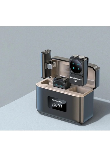 Q12 Iphone Ve Android Uyumlu Kablosuz Yaka Mikrofonu Göstergeli Led Şarj Kutulu Gürültü Azaltma