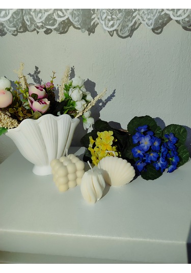 Üçlü Set Mum İstiridye,bubble Ve Küçük Dalgalı Mum