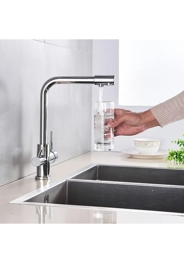 3 Yollu Arıtma Bataryası Arıtma Çıkışlı Eviye Batarya Sıcak Gümüş