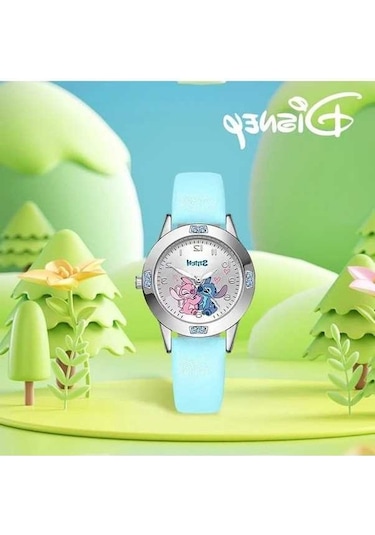 Trendooze Disney Stitch Çocuk Kol Saati Mavi Doğum Günü Hediyesi Okul Ofis Çocuklar İçin Mavi
