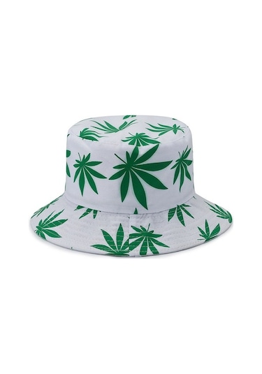 2 Plaj Eğlencesi Akçaağaç Yaprağı Baskılı Güneş Şapkası Ycggje Beyaz - Beyaz