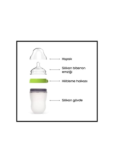 Antikolik Silikon Biberon 2'li 250ml Yeşil- Orta Akışlı 3-6 Ay